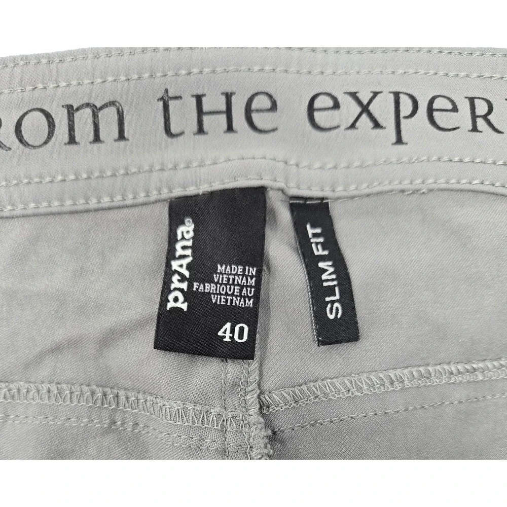 Prana Pants Mens 40x31 Slim Gray Brion Hiking Camping Traveler Gorpcore Outdoors